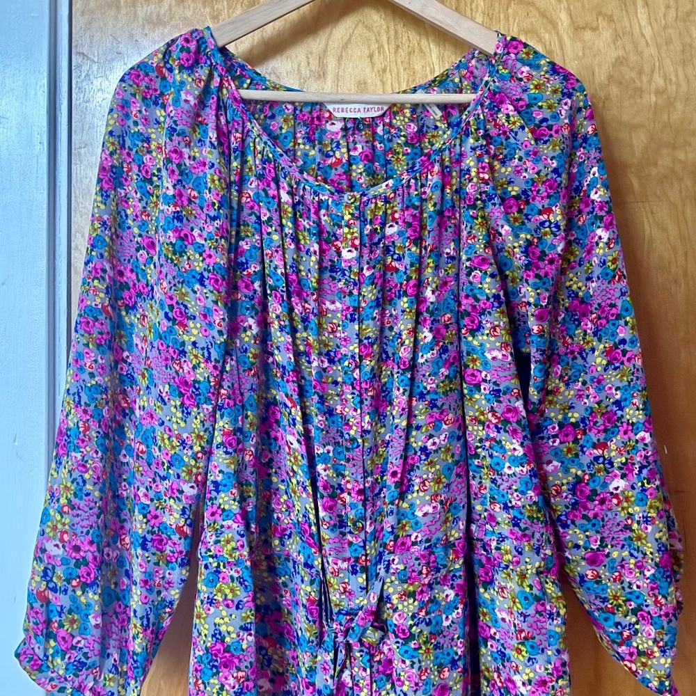 Rebecca Taylor Silk Floral Blouse - Size 6 - EUC